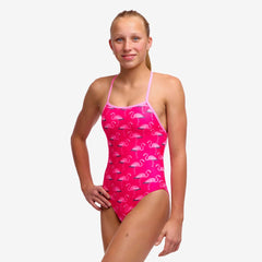 Girls Strapped In One Piece Flaming Go Gos