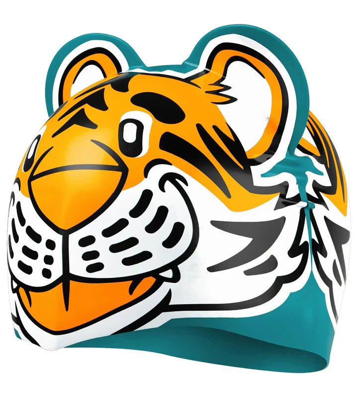 Unisex Kids Tiger Print Swim Cap For Tots