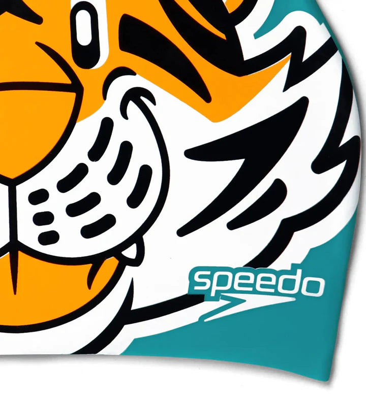 Unisex Kids Tiger Print Swim Cap For Tots